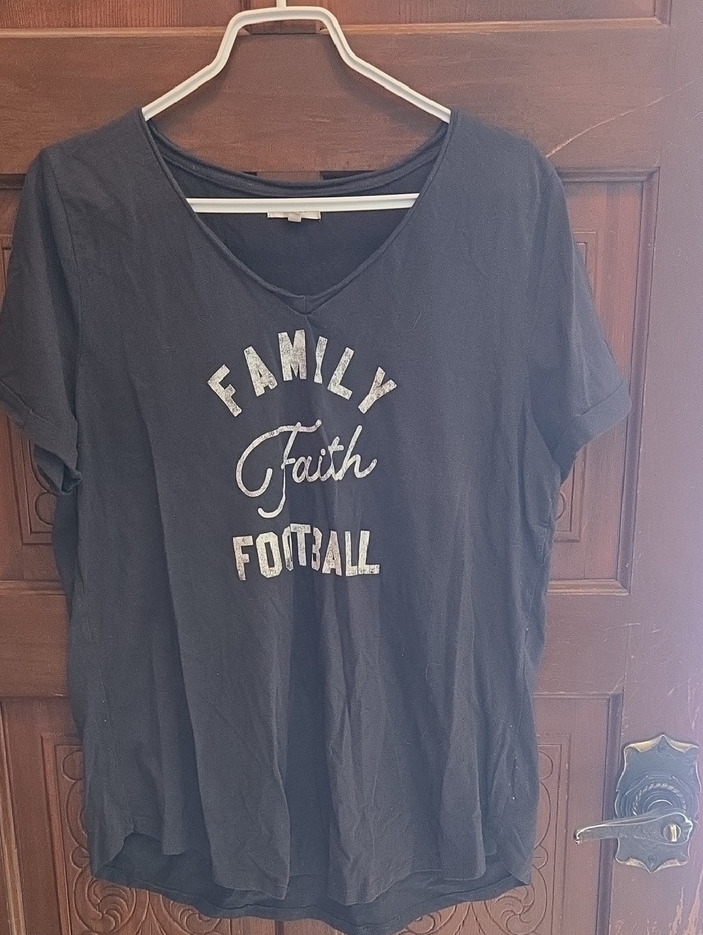 3 For $40 Maurices Black Graphic Tee with 'Family Faith Football' Print